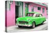 Cuba Fuerte Collection - Beautiful Classic American Green Car-Philippe Hugonnard-Stretched Canvas