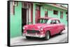 Cuba Fuerte Collection - Beautiful Classic American Pink Car-Philippe Hugonnard-Framed Stretched Canvas