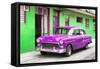 Cuba Fuerte Collection - Beautiful Classic American Purple Car-Philippe Hugonnard-Framed Stretched Canvas