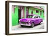 Cuba Fuerte Collection - Beautiful Classic American Purple Car-Philippe Hugonnard-Framed Photographic Print