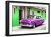 Cuba Fuerte Collection - Beautiful Classic American Purple Car-Philippe Hugonnard-Framed Photographic Print