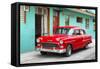 Cuba Fuerte Collection - Beautiful Classic American Red Car-Philippe Hugonnard-Framed Stretched Canvas