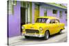 Cuba Fuerte Collection - Beautiful Classic American Yellow Car-Philippe Hugonnard-Stretched Canvas