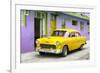 Cuba Fuerte Collection - Beautiful Classic American Yellow Car-Philippe Hugonnard-Framed Photographic Print