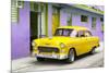 Cuba Fuerte Collection - Beautiful Classic American Yellow Car-Philippe Hugonnard-Mounted Photographic Print