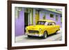 Cuba Fuerte Collection - Beautiful Classic American Yellow Car-Philippe Hugonnard-Framed Photographic Print