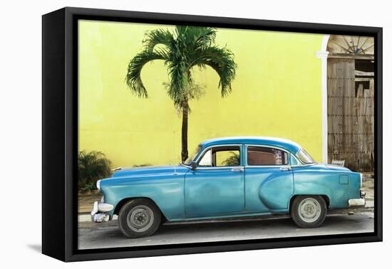 Cuba Fuerte Collection - Beautiful Retro Blue Car-Philippe Hugonnard-Framed Stretched Canvas