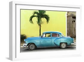 Cuba Fuerte Collection - Beautiful Retro Blue Car-Philippe Hugonnard-Framed Photographic Print