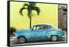 Cuba Fuerte Collection - Beautiful Retro Blue Car-Philippe Hugonnard-Framed Stretched Canvas