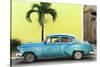 Cuba Fuerte Collection - Beautiful Retro Blue Car-Philippe Hugonnard-Stretched Canvas