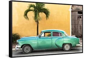 Cuba Fuerte Collection - Beautiful Retro Green Car-Philippe Hugonnard-Framed Stretched Canvas