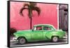 Cuba Fuerte Collection - Beautiful Retro Green Car-Philippe Hugonnard-Framed Stretched Canvas