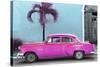 Cuba Fuerte Collection - Beautiful Retro Pink Car-Philippe Hugonnard-Stretched Canvas