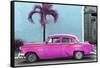 Cuba Fuerte Collection - Beautiful Retro Pink Car-Philippe Hugonnard-Framed Stretched Canvas