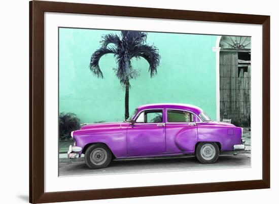 Cuba Fuerte Collection - Beautiful Retro Purple Car-Philippe Hugonnard-Framed Photographic Print