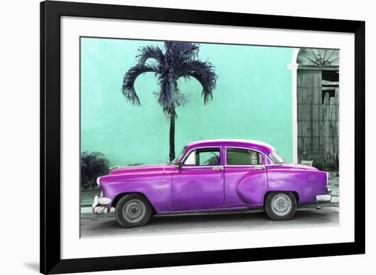 Cuba Fuerte Collection - Beautiful Retro Purple Car-Philippe Hugonnard-Framed Photographic Print