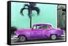 Cuba Fuerte Collection - Beautiful Retro Purple Car-Philippe Hugonnard-Framed Stretched Canvas