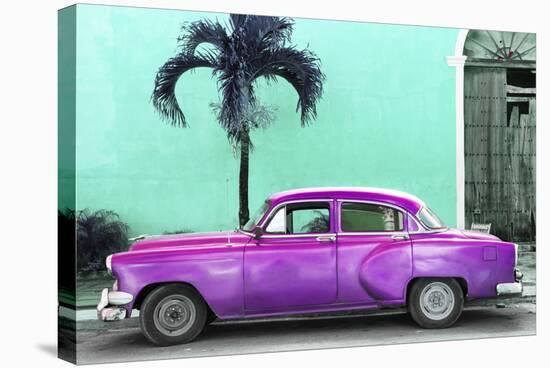 Cuba Fuerte Collection - Beautiful Retro Purple Car-Philippe Hugonnard-Stretched Canvas