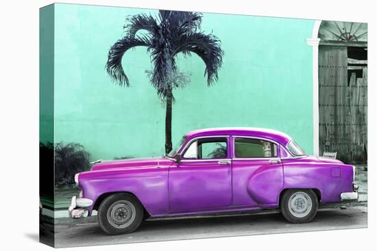 Cuba Fuerte Collection - Beautiful Retro Purple Car-Philippe Hugonnard-Stretched Canvas