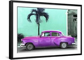 Cuba Fuerte Collection - Beautiful Retro Purple Car-Philippe Hugonnard-Framed Photographic Print