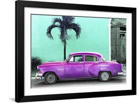 Cuba Fuerte Collection - Beautiful Retro Purple Car-Philippe Hugonnard-Framed Photographic Print