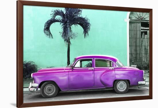 Cuba Fuerte Collection - Beautiful Retro Purple Car-Philippe Hugonnard-Framed Photographic Print