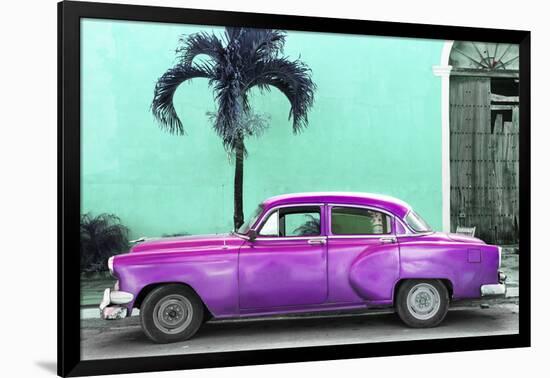 Cuba Fuerte Collection - Beautiful Retro Purple Car-Philippe Hugonnard-Framed Photographic Print