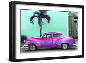 Cuba Fuerte Collection - Beautiful Retro Purple Car-Philippe Hugonnard-Framed Photographic Print