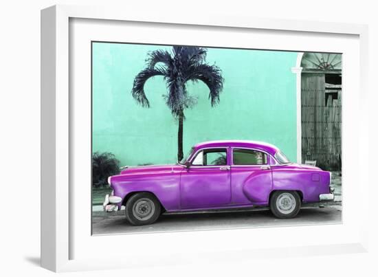 Cuba Fuerte Collection - Beautiful Retro Purple Car-Philippe Hugonnard-Framed Photographic Print