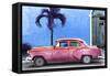 Cuba Fuerte Collection - Beautiful Retro Red Car-Philippe Hugonnard-Framed Stretched Canvas