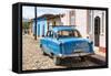 Cuba Fuerte Collection - Blue Car in Trinidad II-Philippe Hugonnard-Framed Stretched Canvas