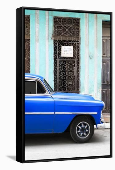 Cuba Fuerte Collection - Blue Classic Car-Philippe Hugonnard-Framed Stretched Canvas