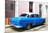 Cuba Fuerte Collection - Blue Cuban Taxi-Philippe Hugonnard-Mounted Photographic Print