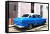 Cuba Fuerte Collection - Blue Cuban Taxi-Philippe Hugonnard-Framed Stretched Canvas