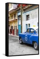 Cuba Fuerte Collection - Blue Taxi Car in Havana-Philippe Hugonnard-Framed Stretched Canvas