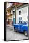Cuba Fuerte Collection - Blue Taxi Car in Havana-Philippe Hugonnard-Framed Stretched Canvas
