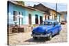 Cuba Fuerte Collection - Blue Taxi in Trinidad-Philippe Hugonnard-Stretched Canvas