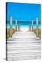 Cuba Fuerte Collection - Boardwalk on the Beach-Philippe Hugonnard-Stretched Canvas