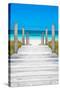 Cuba Fuerte Collection - Boardwalk on the Beach-Philippe Hugonnard-Stretched Canvas