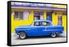 Cuba Fuerte Collection - Classic American Blue Car in Havana-Philippe Hugonnard-Framed Stretched Canvas