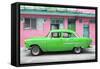 Cuba Fuerte Collection - Classic American Green Car in Havana-Philippe Hugonnard-Framed Stretched Canvas