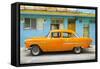 Cuba Fuerte Collection - Classic American Orange Car in Havana-Philippe Hugonnard-Framed Stretched Canvas