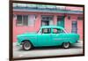 Cuba Fuerte Collection - Classic American Turquoise Car in Havana-Philippe Hugonnard-Framed Photographic Print