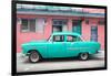 Cuba Fuerte Collection - Classic American Turquoise Car in Havana-Philippe Hugonnard-Framed Photographic Print