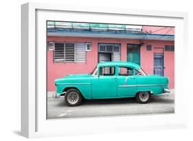 Cuba Fuerte Collection - Classic American Turquoise Car in Havana-Philippe Hugonnard-Framed Photographic Print