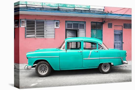 Cuba Fuerte Collection - Classic American Turquoise Car in Havana-Philippe Hugonnard-Stretched Canvas