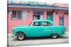 Cuba Fuerte Collection - Classic American Turquoise Car in Havana-Philippe Hugonnard-Stretched Canvas