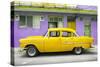 Cuba Fuerte Collection - Classic American Yellow Car in Havana-Philippe Hugonnard-Stretched Canvas