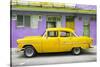 Cuba Fuerte Collection - Classic American Yellow Car in Havana-Philippe Hugonnard-Stretched Canvas