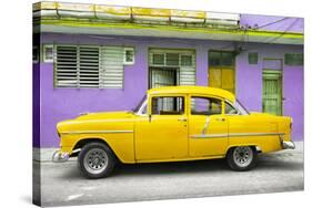 Cuba Fuerte Collection - Classic American Yellow Car in Havana-Philippe Hugonnard-Stretched Canvas